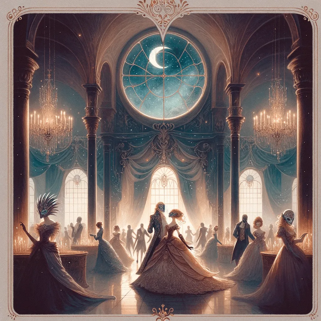 12 09 23.24.19 A Mysterious Fairy Tale Book Cover Titled O Baile Das Mascaras Eternas E O Segredo Das Almas Aprisionadas. The Cover Features An Ethereal Early 20t