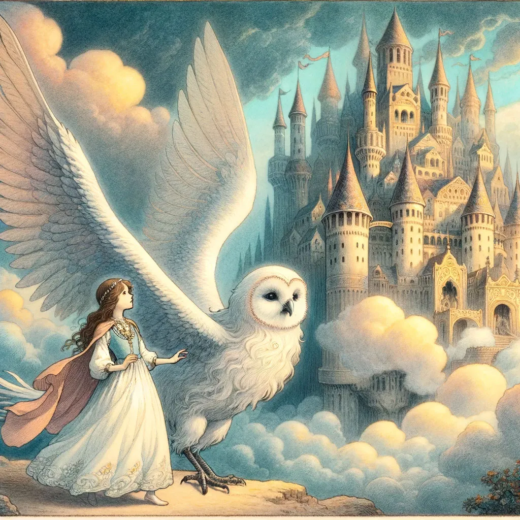 Passadopresentefuturo.com 20.12.30 A Whimsical And Magical Scene Depicting A Castle Floating In The Clouds In An Early 20th Century Fairy Tale Style. The Castle Is Grand And Ethereal S
